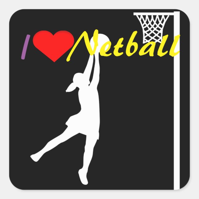 Sticker Carré But Shooter I Love Netball (Devant)