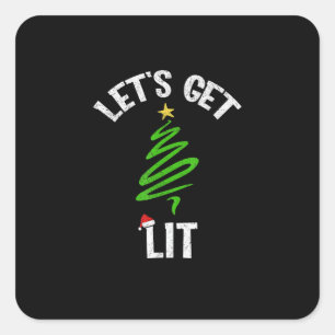 Sticker Carré Buvons Lit Boire Drôle Noël