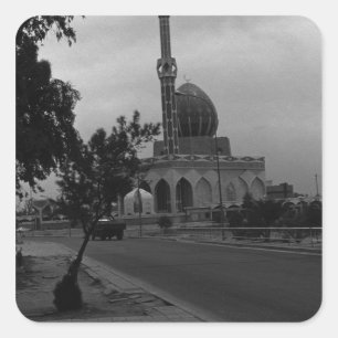 Sticker Carré BW Irak Bagdad mosquée Buniya 1970