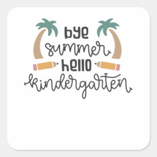 Sticker Carré Bye été Bonjour jardin d'enfants Apprentissage vac