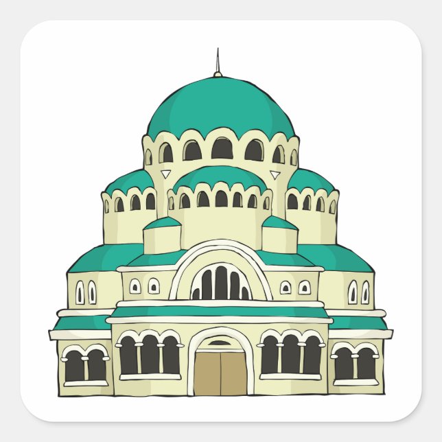 Sticker Carré Byzantine Architecture Teal Dome Cathedral (Devant)