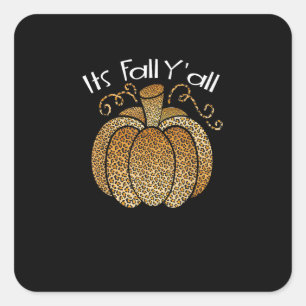 Sticker Carré C’est automne Y’all Empreinte de léopard Citrouill