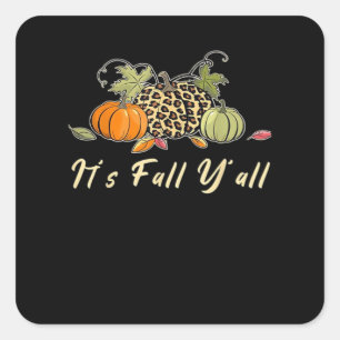 Sticker Carré C’est l’automne Y’all Happy Automne Y’all Leopard
