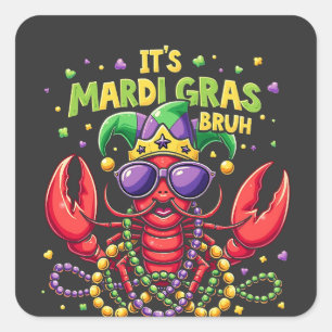 Sticker Carré C’est Mardi Gras Bruh Funny Shrimp New Orleans