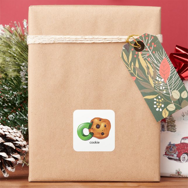 Sticker Carré C est pour Cookie Alphabet Letter Chocolate Chip (Créateur téléchargé)