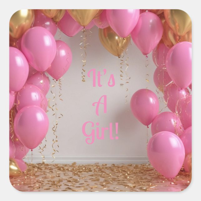 Sticker Carré C’est une fille à ballons ! (Devant)