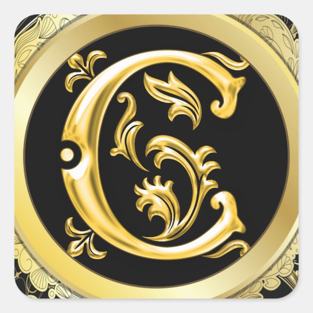 Sticker Carré C initial en or (Devant)