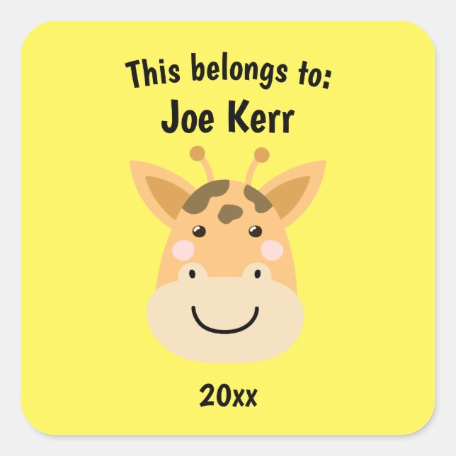 Sticker Carré Ça fait partie de retour à l'école mignonne Giraff (Devant)