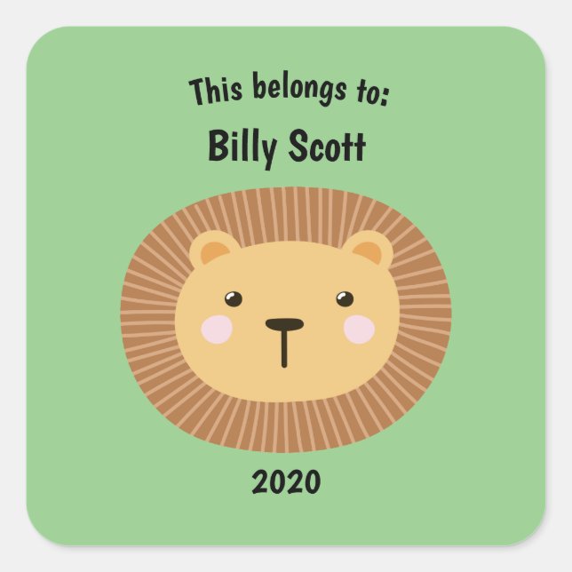 Sticker Carré Ça fait partie du retour à l'école Lion Face Green (Devant)