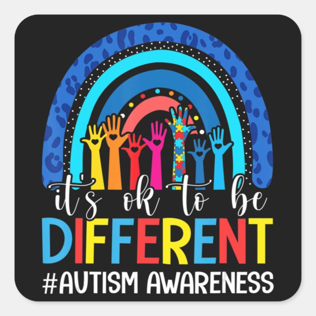 Sticker Carré Ça va être différent Sensibilisation sur l'autisme (Devant)