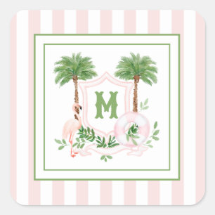 Sticker Carré Cabana Rayures Palm Beach Monogram Crête