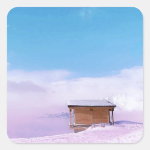 Sticker Carré Cabine de montagne de neige française