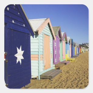 Sticker Carré Cabines de Bain, Plage de Middle Brighton, Port