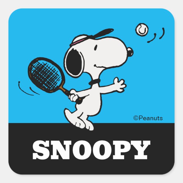 Sticker Carré cacahuètes | Snoopy Joue Au Tennis (Devant)