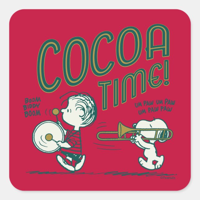 Sticker Carré cacahuètes | Snoopy & Linus Cocoa Time (Devant)