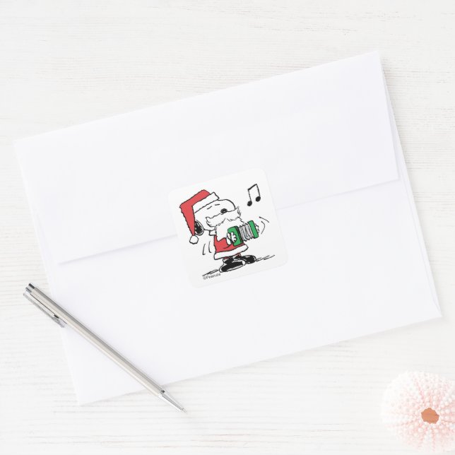 Sticker Carré cacahuètes | Snoopy Santa Claus Accordian (Enveloppe)