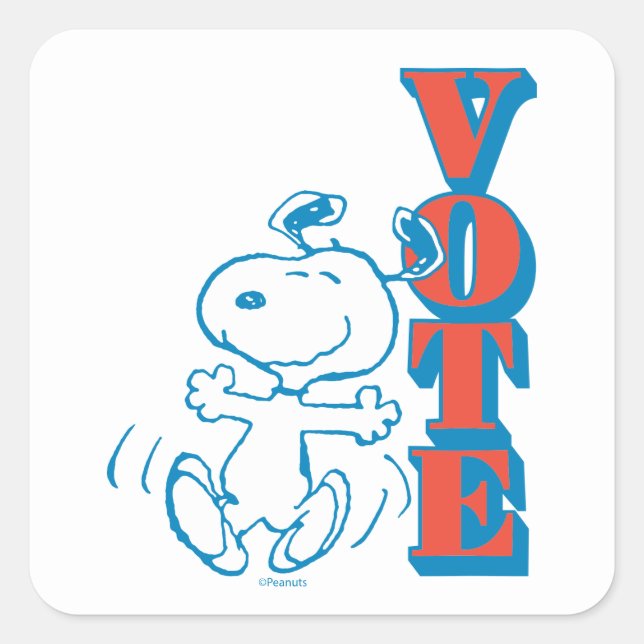 Sticker Carré cacahuètes | Snoopy - Vote (Devant)