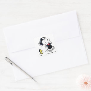 Sticker Carré cacahuètes   Snoopy & Woodstock Graduation