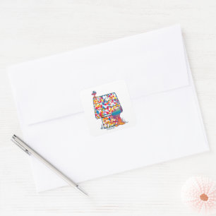 Sticker Carré cacahuètes   Snoopy & Woodstock Rainbow Paint
