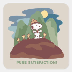 Sticker Carré cacahuètes   Snoopy & Woodstock Satisfaction pure