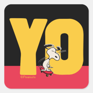 Sticker Carré cacahuètes   Snoopy YO Skateboard