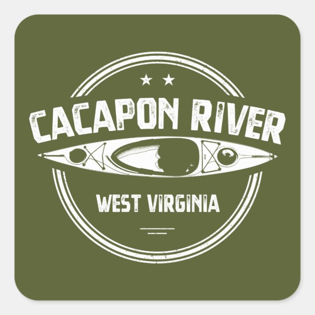 Sticker Carré Cacapon River, Virginie-Occidentale (Devant)