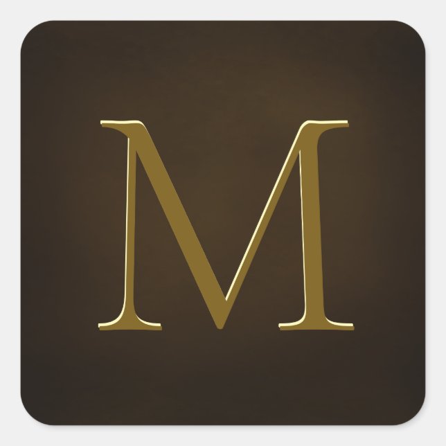 Sticker Carré Cachet personnalisé au monogramme embossé or antiq (Devant)