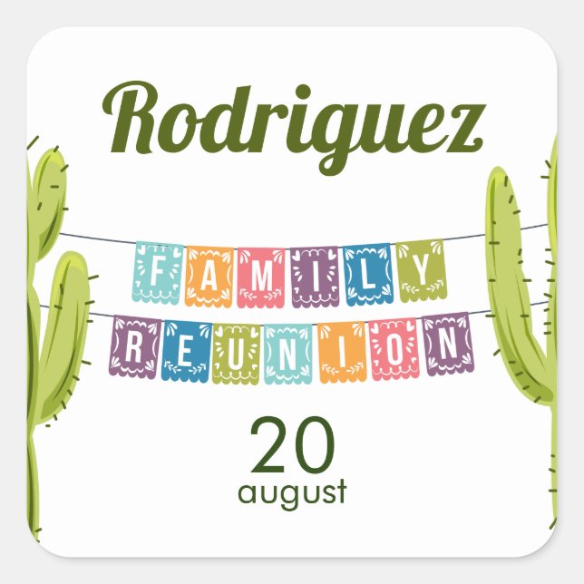 Sticker Carré Cactus et Papel Picado Garland Texas (Devant)