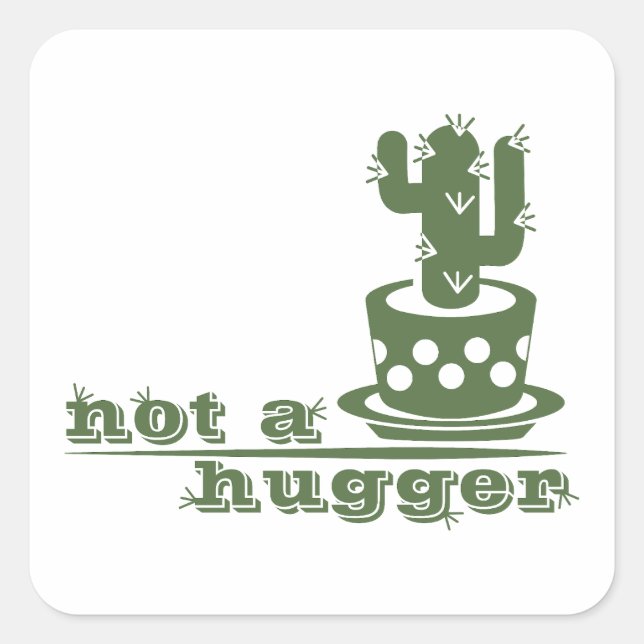 Sticker Carré Cactus Pas un gros cactus drôle dire (Devant)