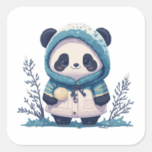 Sticker Carré Cadeau aux amateurs de Panda Cute