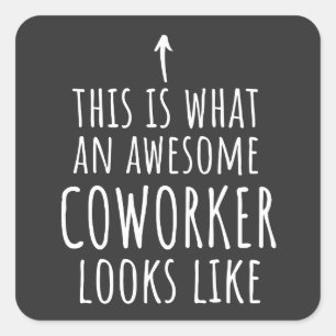 Sticker Carré Cadeau Coworker, Mug Coworker, Super Coworker