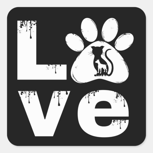STICKER CARRÉ CADEAU D'ANIMAL DE COMPAGNIE PATTE D'AMOUR (Devant)