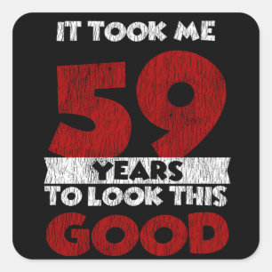 Sticker Carré Cadeau d'anniversaire drôle de 59 ans