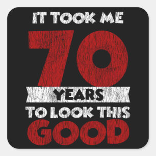 Sticker Carré Cadeau d'anniversaire drôle de 70 ans