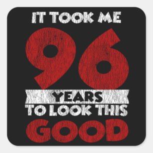 Sticker Carré Cadeau d'anniversaire drôle de 96 ans