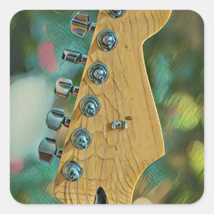 Sticker Carré cadeau d'anniversaire guitariste
