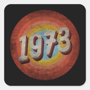 STICKER CARRÉ CADEAU D'ANNIVERSAIRE HOMMES FEMMES VINTAGE 1973