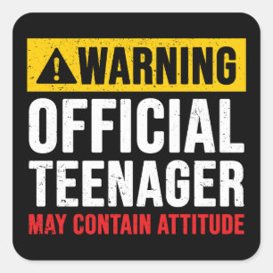 Sticker Carré Cadeau d'anniversaire officiel d'adolescent de 13