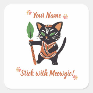 Sticker Carré Cadeau d'autocollant de chat Meowgic personnalisé 