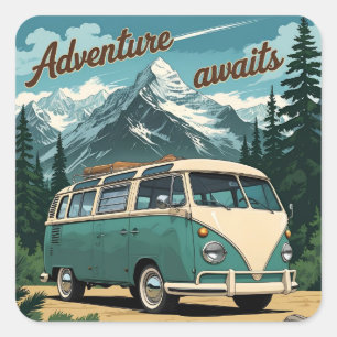 Sticker Carré Cadeau d'aventure rustique en plein air