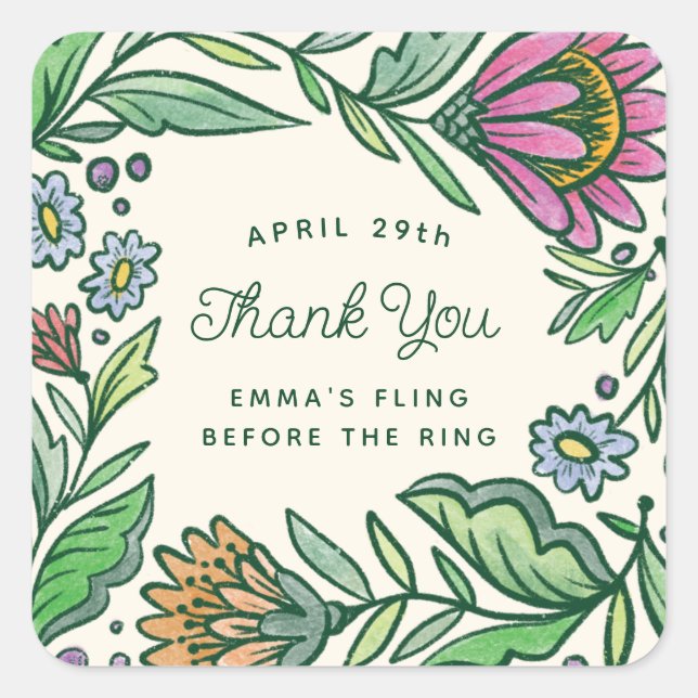 Sticker Carré Cadeau de Fête de Fiançailles Scandi Artistique Co (Devant)