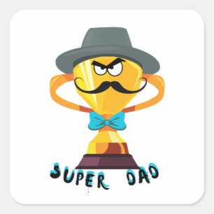 Sticker Carré Cadeau de fête des pères Super Papa