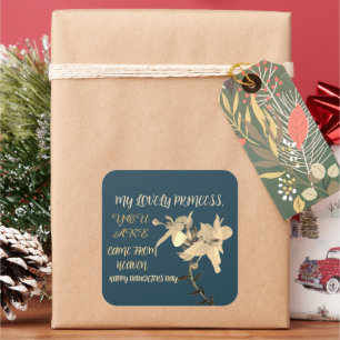 STICKER CARRÉ CADEAU DE FLEURS JOURNALIÈRE FILLE