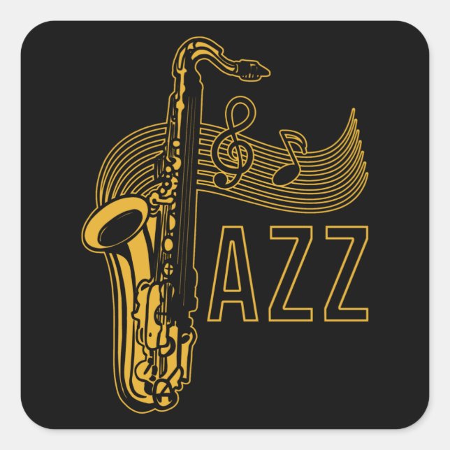 Sticker Carré Cadeau de jazz saxophoniste (Devant)