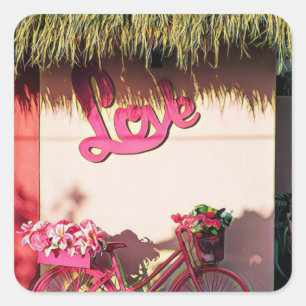 Sticker Carré Cadeau de la Saint Valentin pour les cyclistes