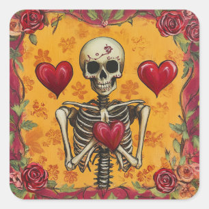 Sticker Carré Cadeau de mariage alternatif jusqu'à la mort Amour