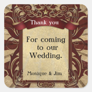 Sticker Carré Cadeau de mariage élégant cirque vintage carnaval