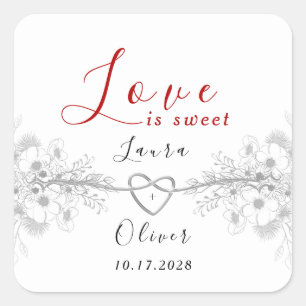 Sticker Carré Cadeau de mariage Love is Sweet