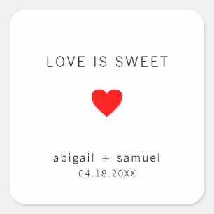 Sticker Carré Cadeau de Mariage Moderne Noir et Blanc "L'amour e
