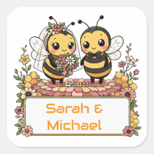 Sticker Carré Cadeau de mariage personnalisé pour un mignon coup